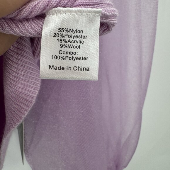 Tuckernuck Lilac Knit Betsy Blouse with Sheer Balloon Sleeve size M NWT - Picture 6 of 9